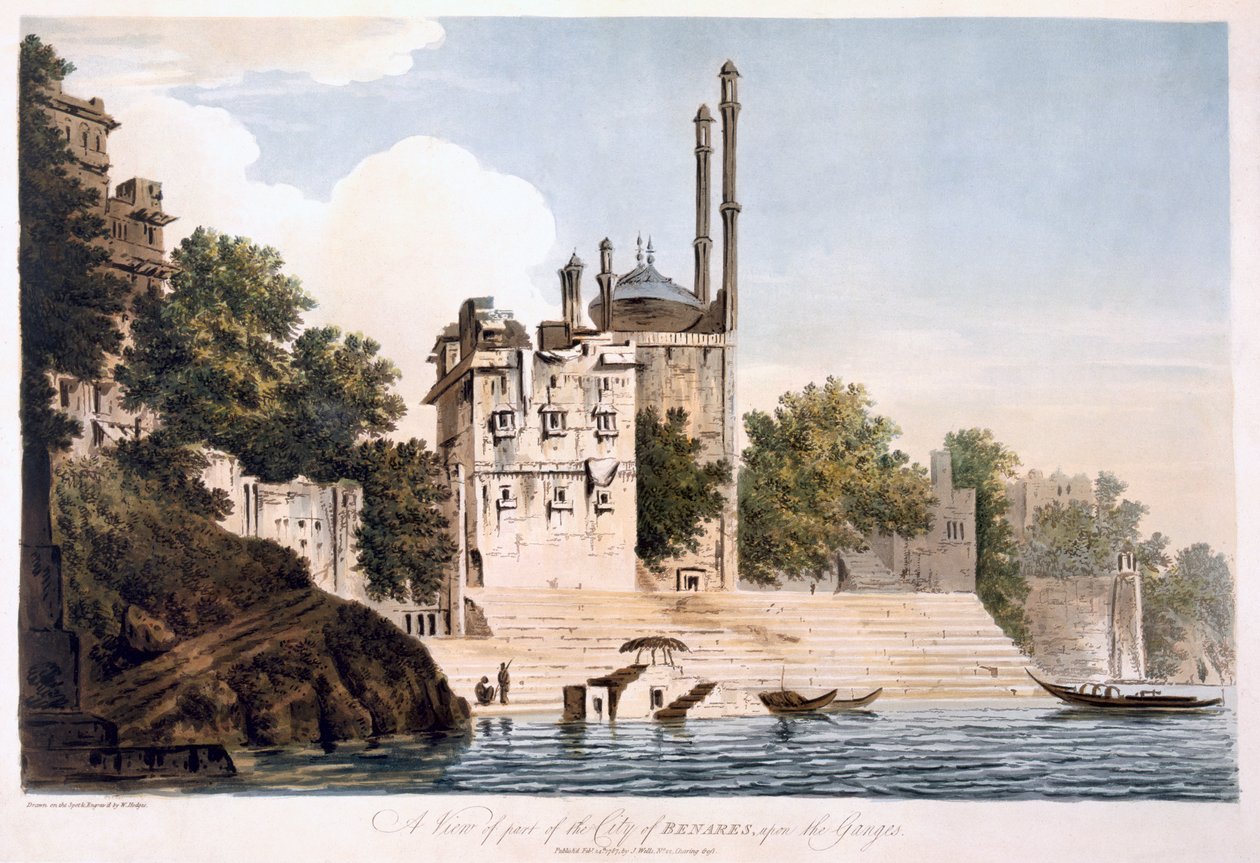Benares på Ganges, 1787 (akvatint) av William Hodges