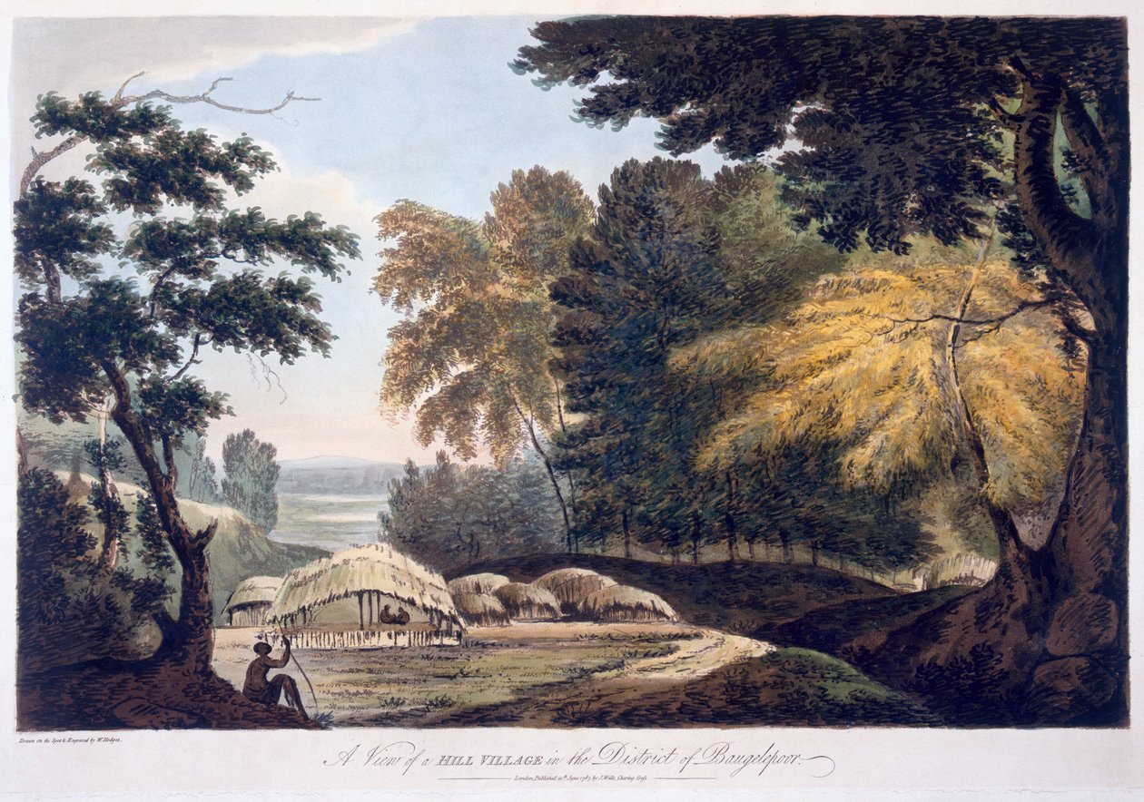 Hill Village i distriktet Bauhelepoor, 1787 (akvatint) av William Hodges
