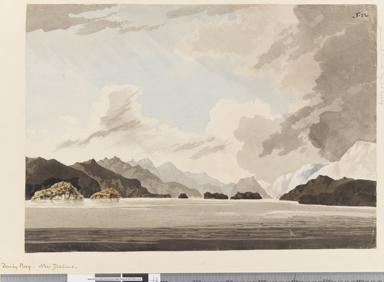 Side 32 Dusky Bay, New Zealand av William Hodges