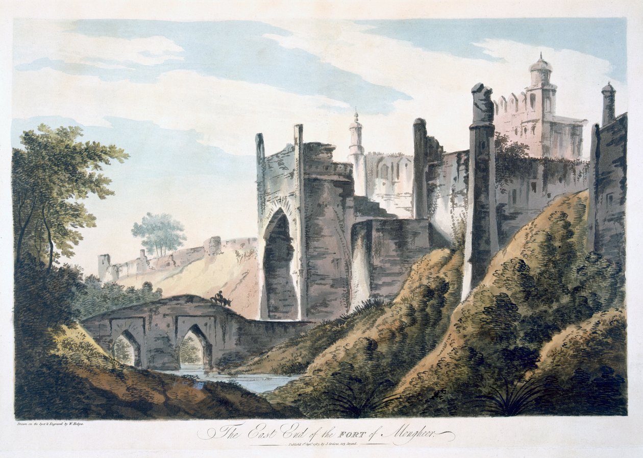 The East End of the Fort of Mongheer, 1787 (akvatint) av William Hodges