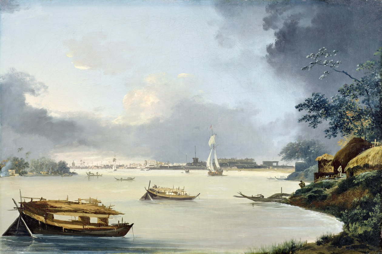 Utsikt over Calcutta, ca. 1790 (olje på lerret) av William Hodges