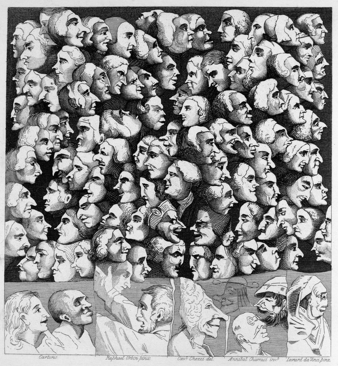 3 karakterer 4 karikaturer av William Hogarth