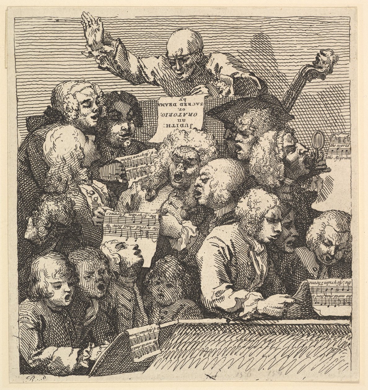 A Chorus of Singers, or The Oratorio, desember 1732. av William Hogarth