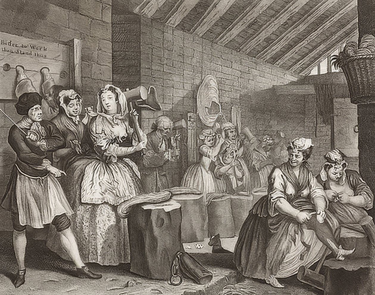 En skjøge?S Fremskritt / The Way of a Hore, ark 4: Im Zuchthaus. 1732 av William Hogarth