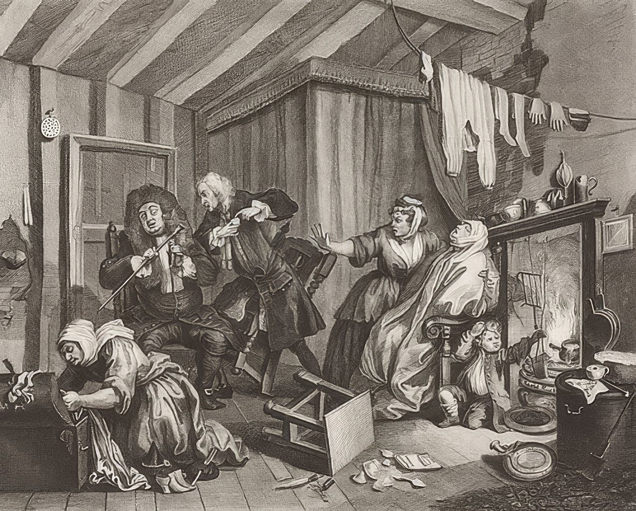 En skjøge?S Fremgang / Horenes vei. Ark 5: Død. 1732 av William Hogarth