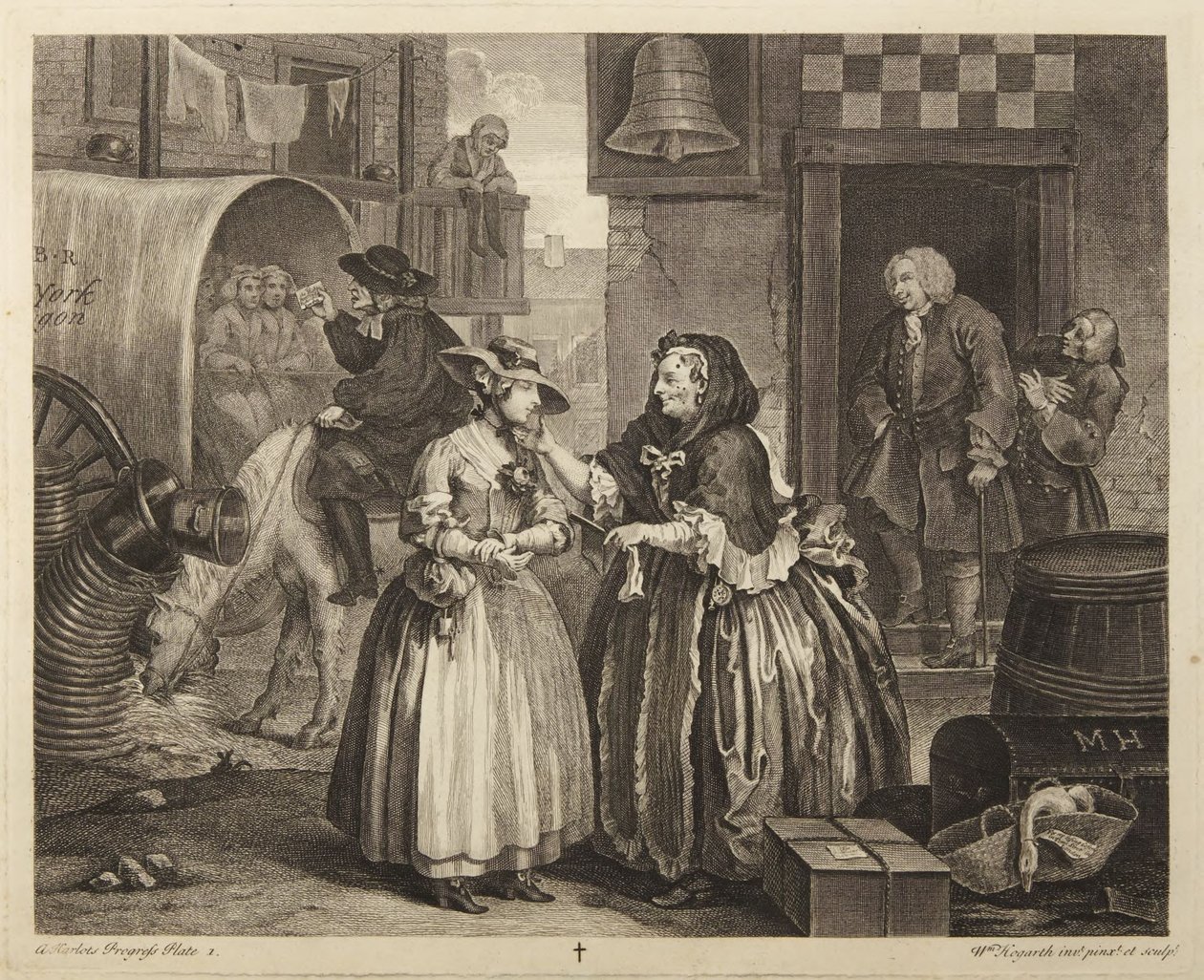 En prostituerts karriere, plansje 1 av William Hogarth