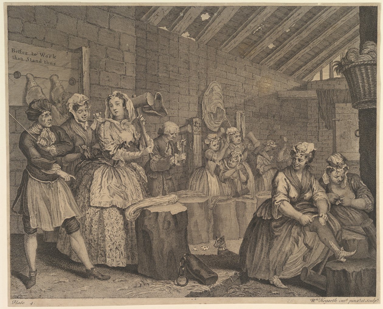 En prostituerts karriere, tavle 4 av William Hogarth