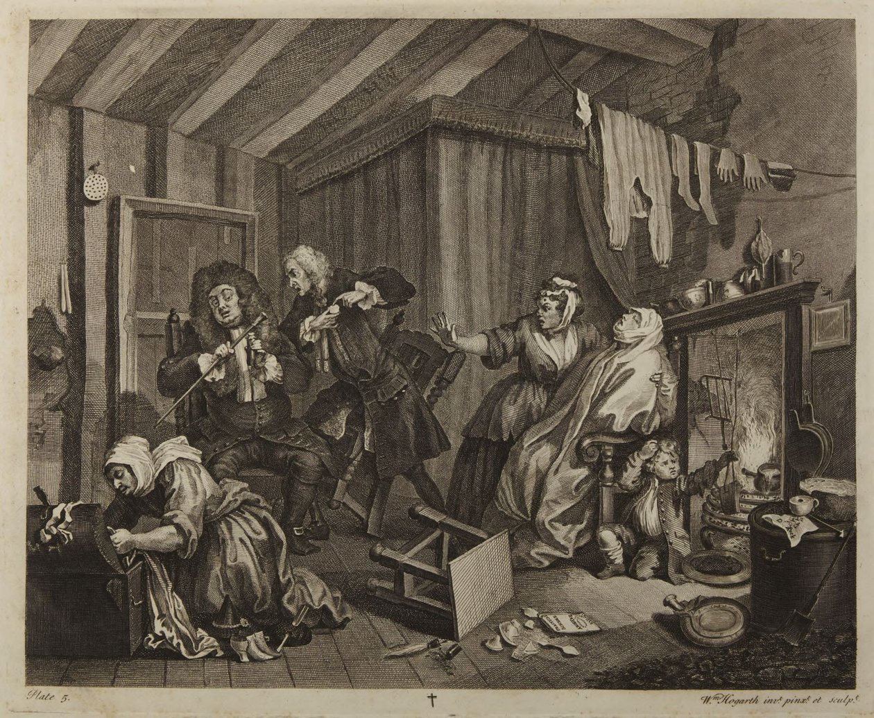 En prostituerts karriere, plansje 5 av William Hogarth
