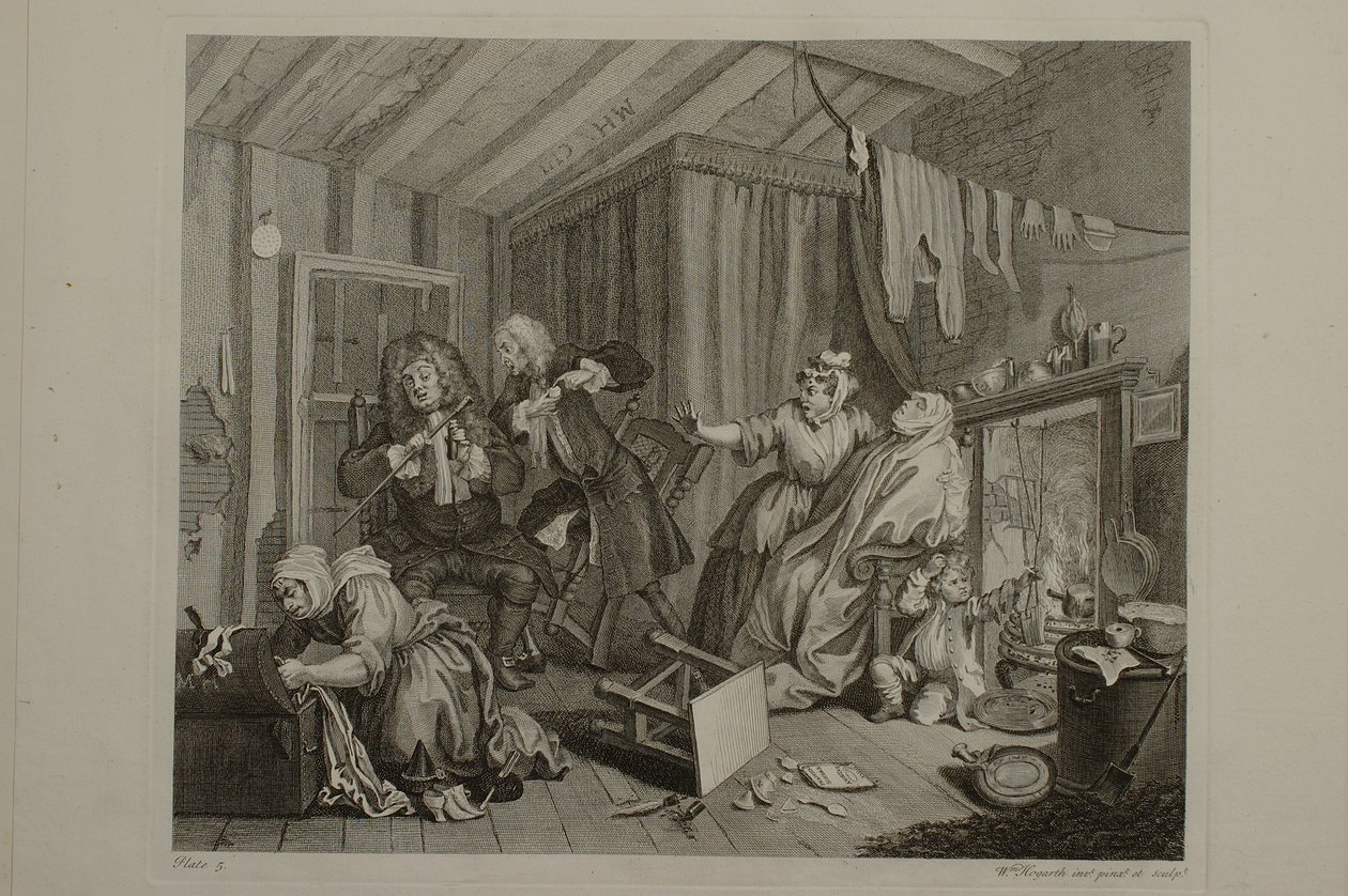 En prostituerte kvinnes livsløp: plate 5 av William Hogarth