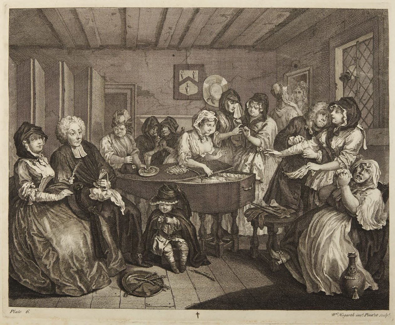 En prostituerte kvinnes livsløp, plate 6 av William Hogarth