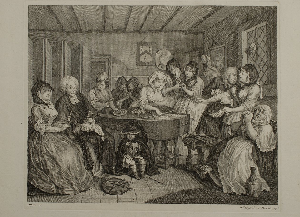 En prostituerts liv: Plansje 6 av William Hogarth