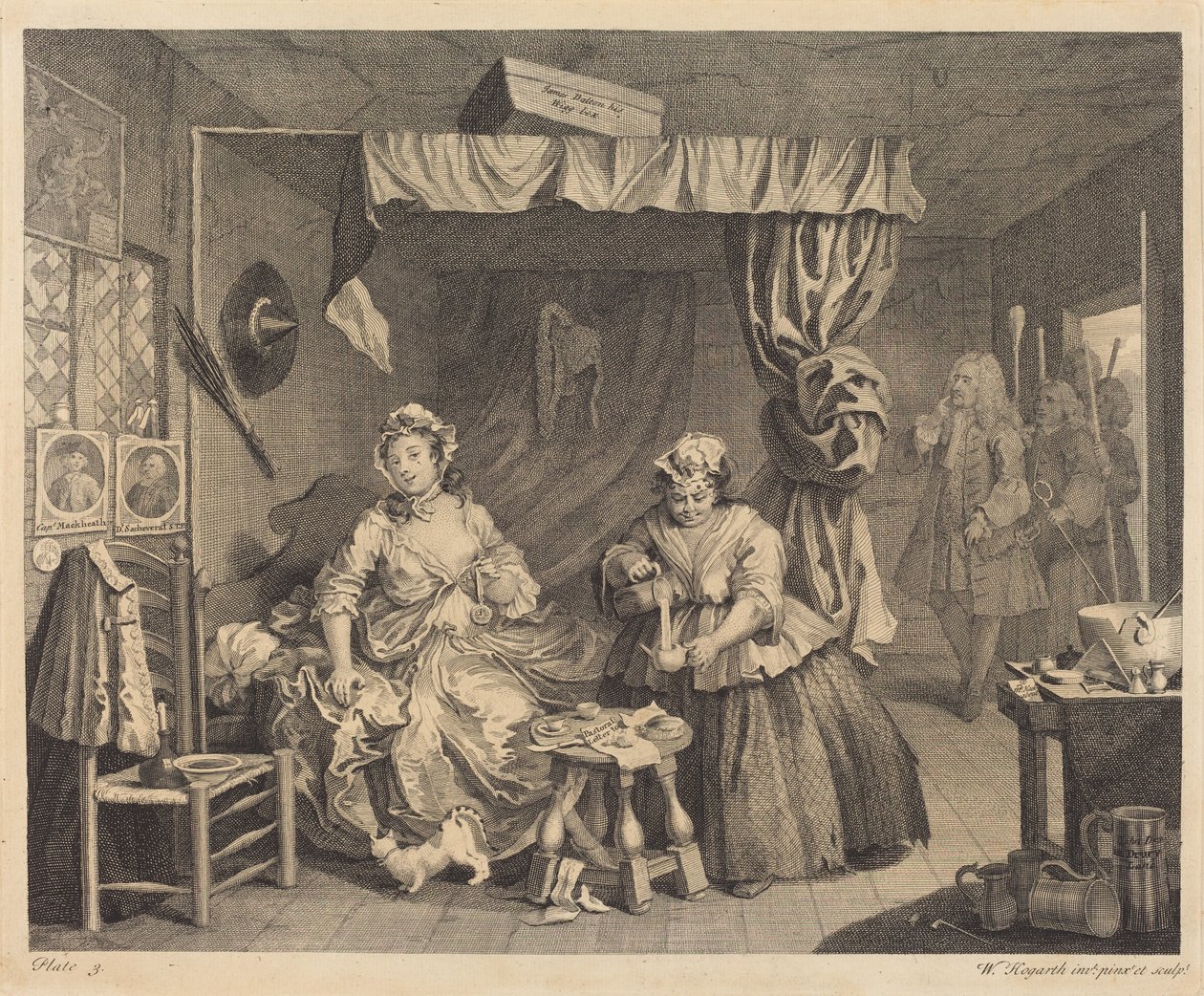 En prostituerts liv: plate 3 av William Hogarth