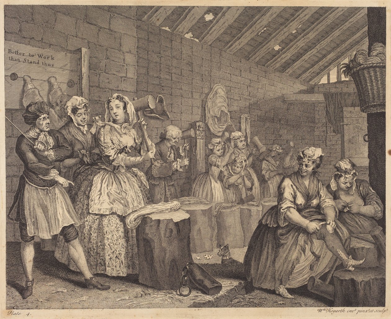 En prostituerte kvinnes livsløp: tavle 4 av William Hogarth