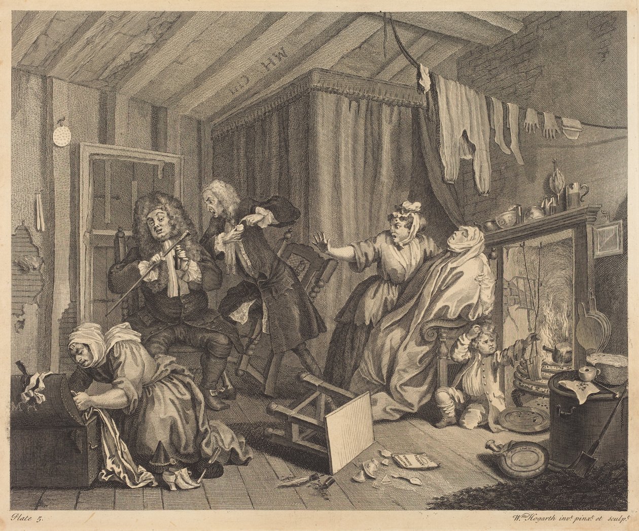 En prostituerte kvinnes livsløp: plate 5 av William Hogarth
