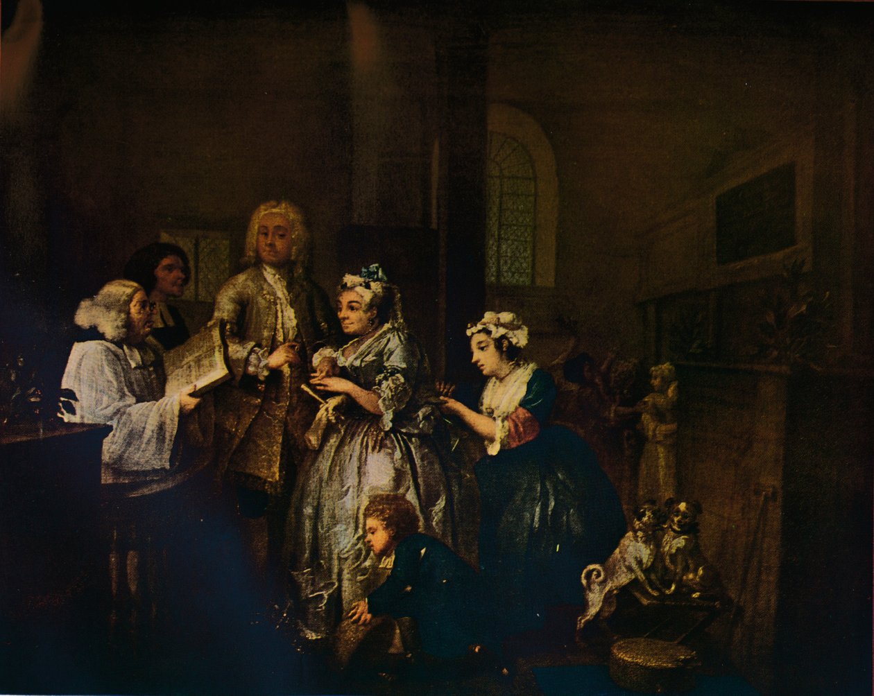 A Rakes Progress - 5: He Marries, 1733 1934 av William Hogarth