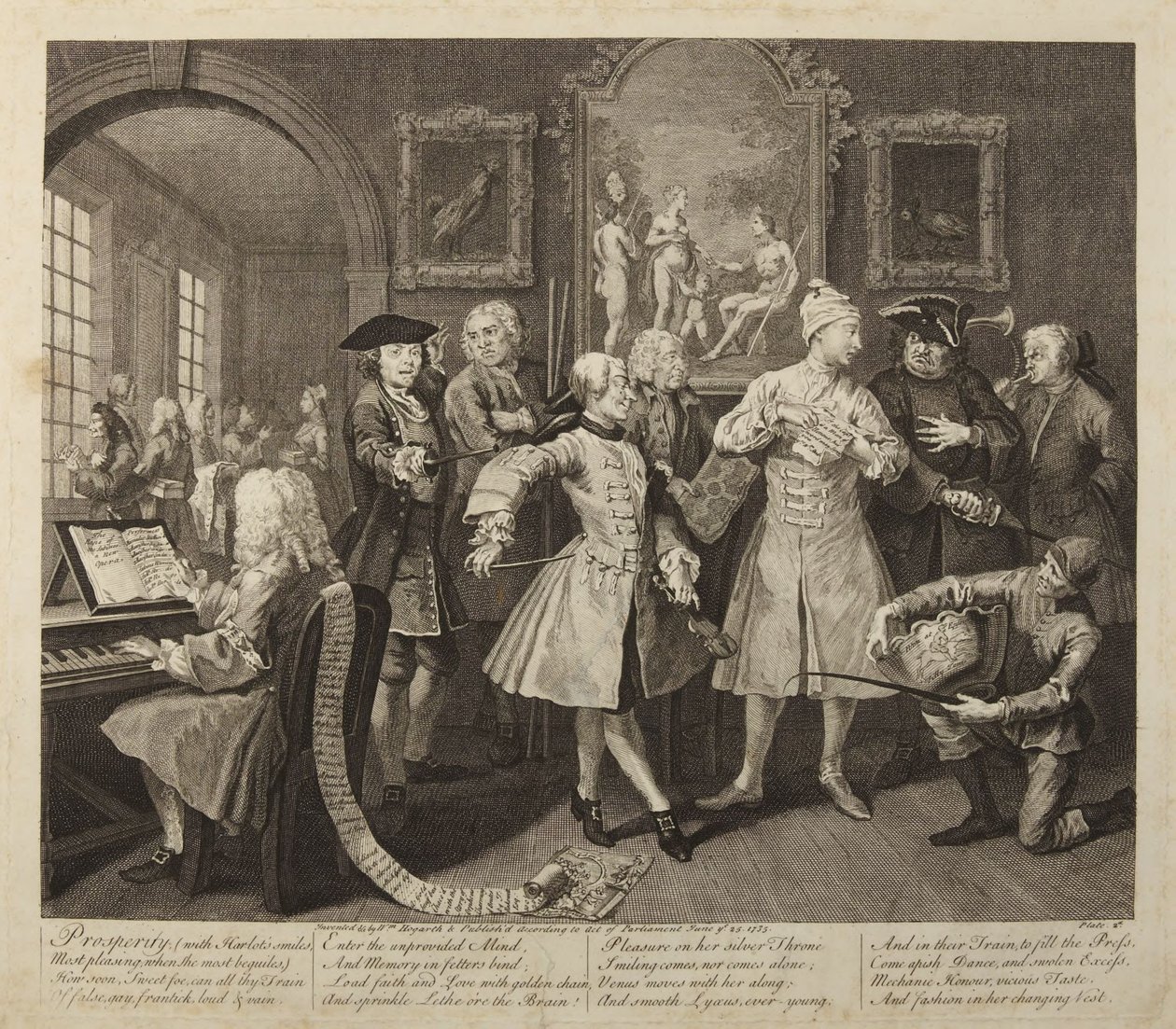 En libertiners karriere, tavle 2 av William Hogarth