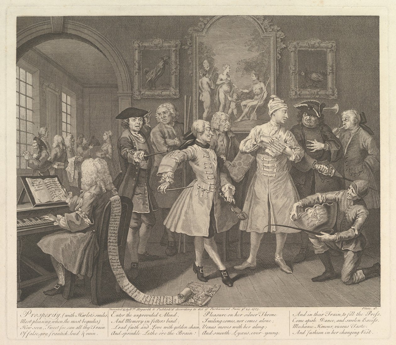 A Rakes Progress, Plate 2, 25. juni 1735. av William Hogarth