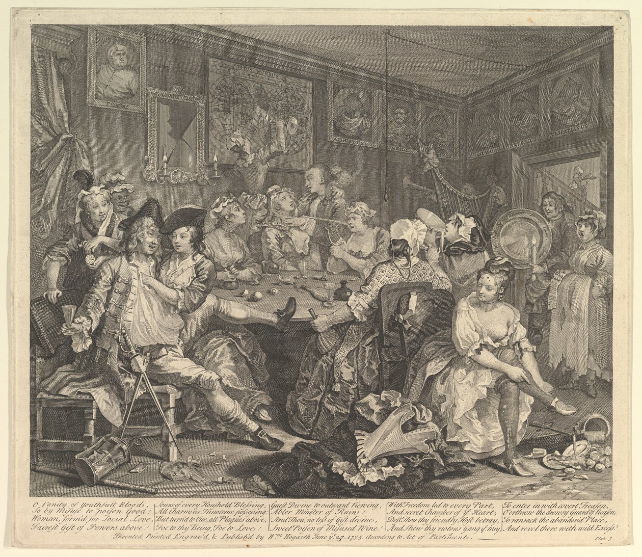 A Rakes Progress, Plate 3, 25. juni 1735. av William Hogarth