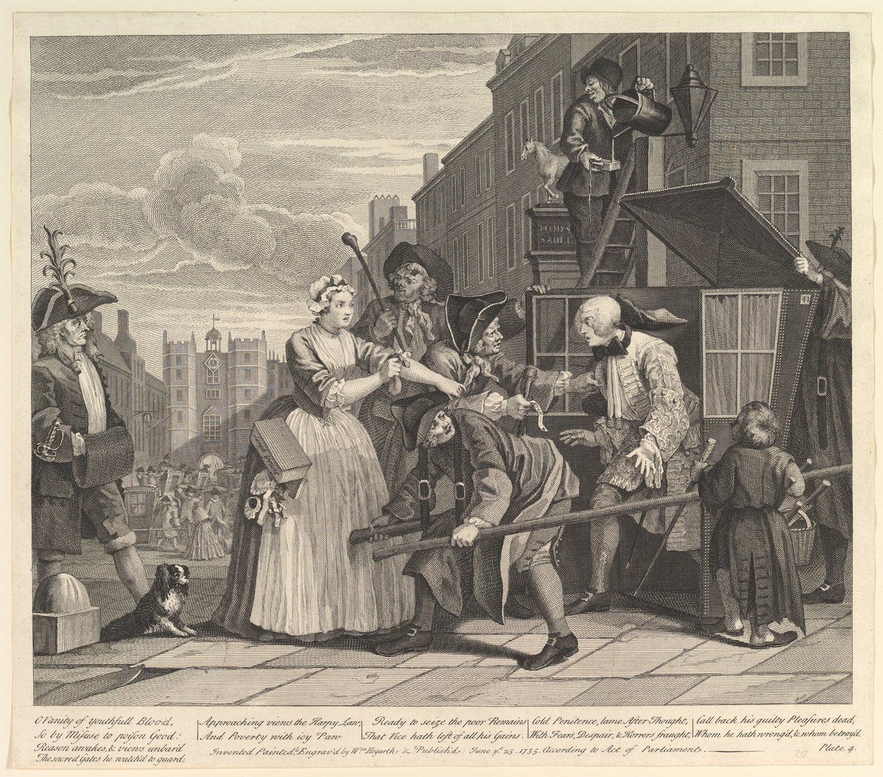 A Rakes Progress, Plate 4, 25. juni 1735. av William Hogarth