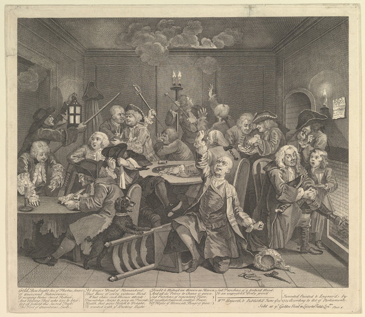 A Rakes Progress, Plate 6, 25. juni 1735. av William Hogarth