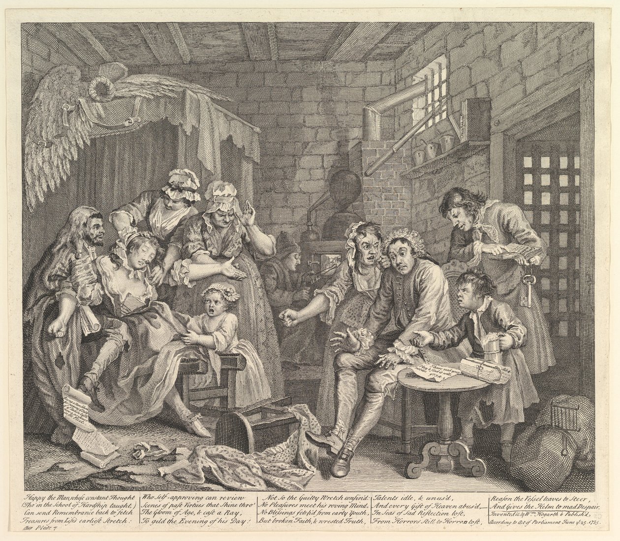 A Rakes Progress, Plate 7, 25. juni 1735. av William Hogarth