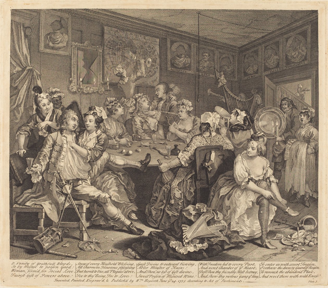 En rakes fremgang: pl.3 av William Hogarth
