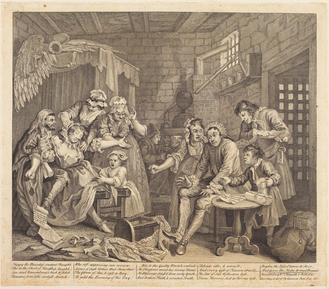 En levemanns karriere: tavle 7 av William Hogarth