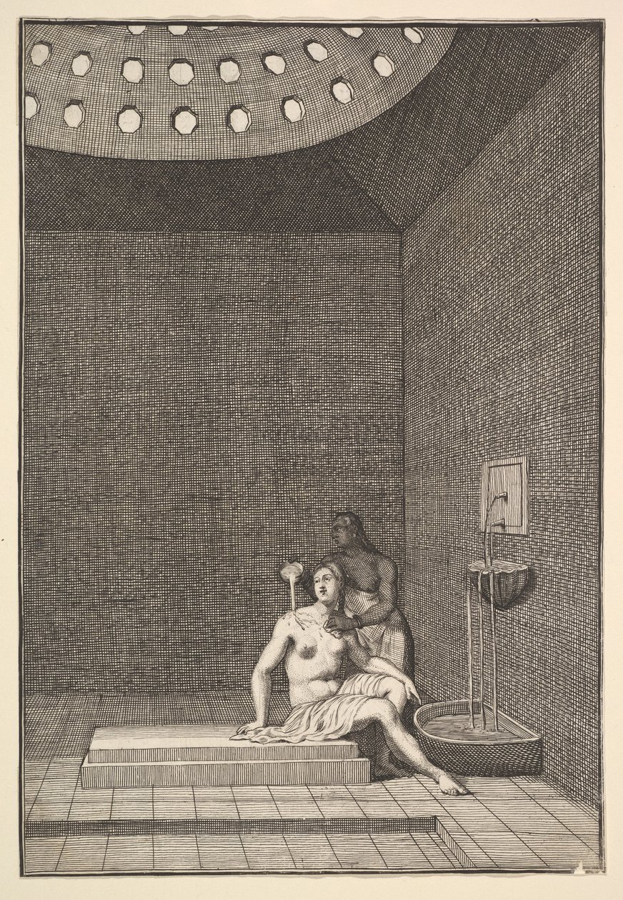 Et tyrkisk bad Aubry de La Mottrayes reiser gjennom Europa, Asia og inn i del o..., 1723-24. av William Hogarth