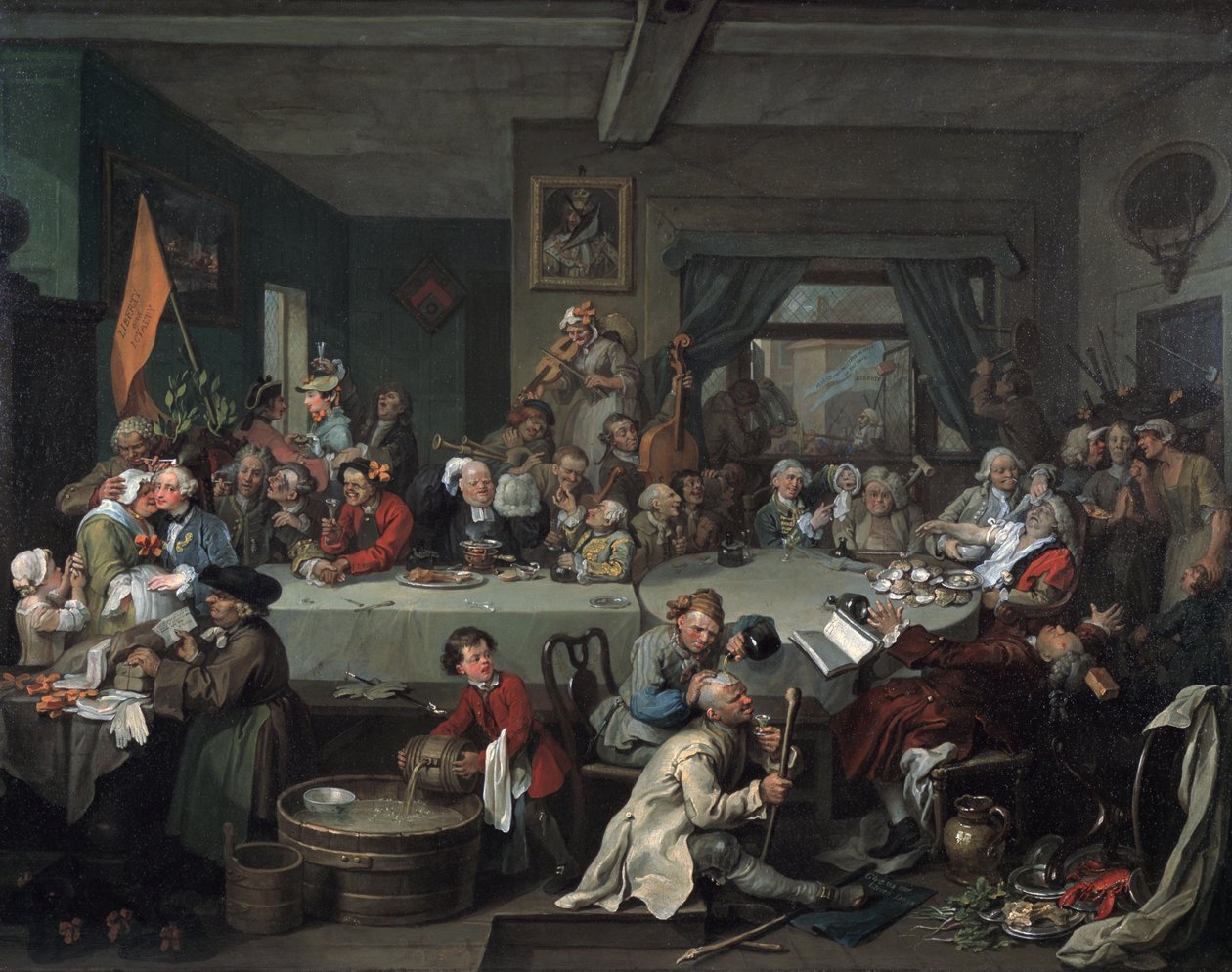 En valgunderholdning, 1755 av William Hogarth