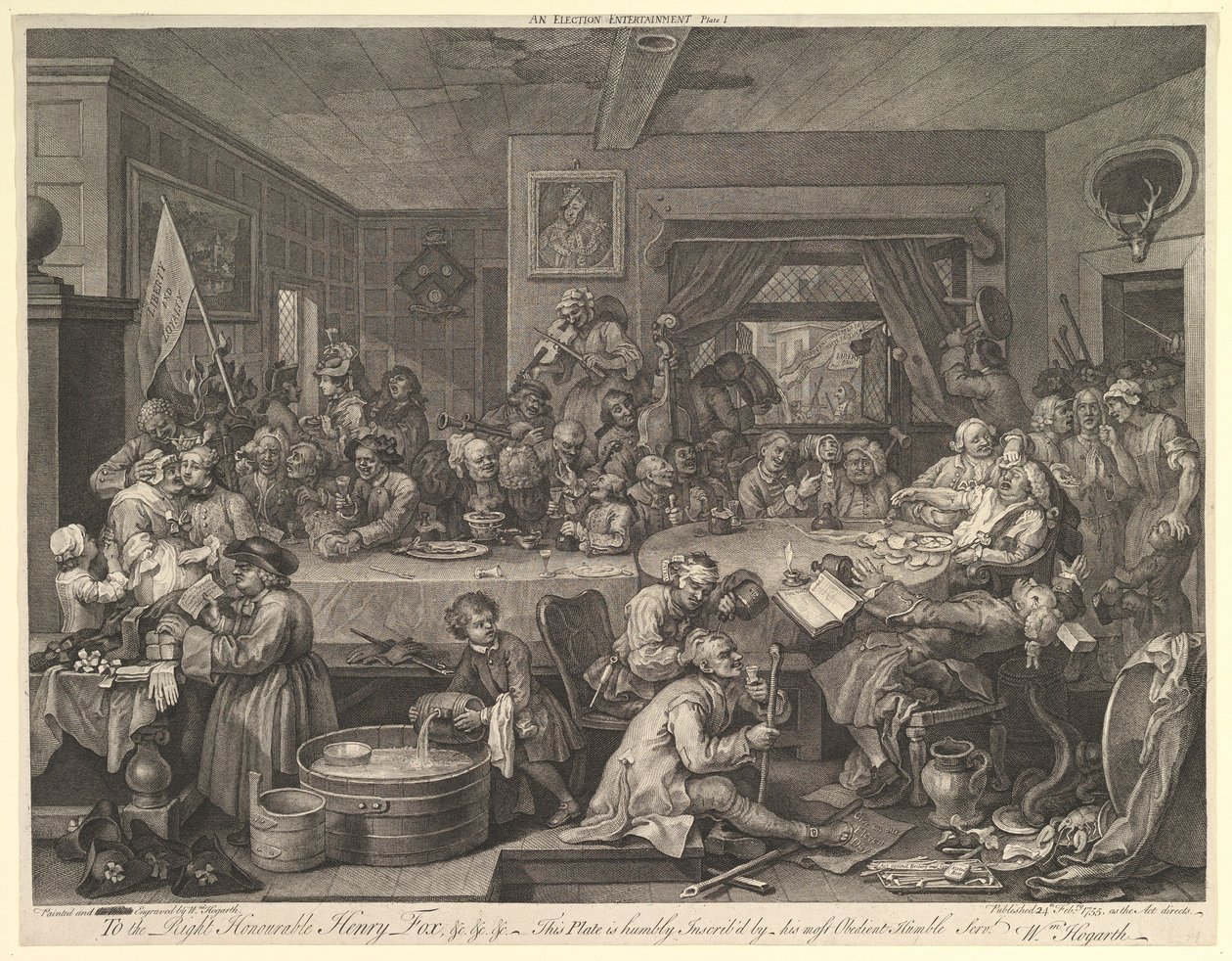 An Election Entertainment, Plate I: Four Prints of an Election, februar 1755. av William Hogarth