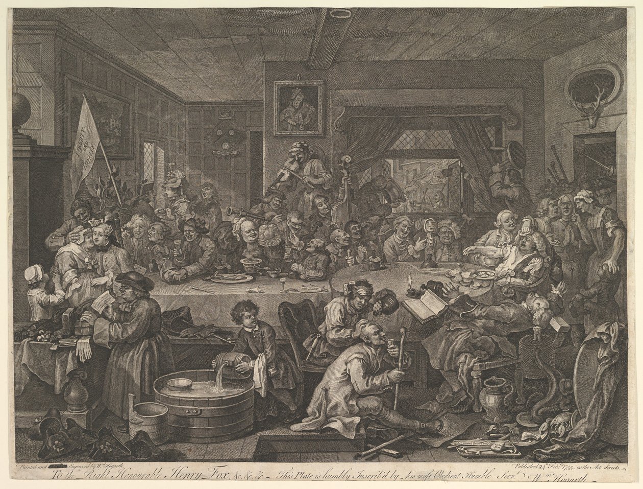 An Election Entertainment, Plate I: Four Prints of an Election, 24. februar 1755. av William Hogarth
