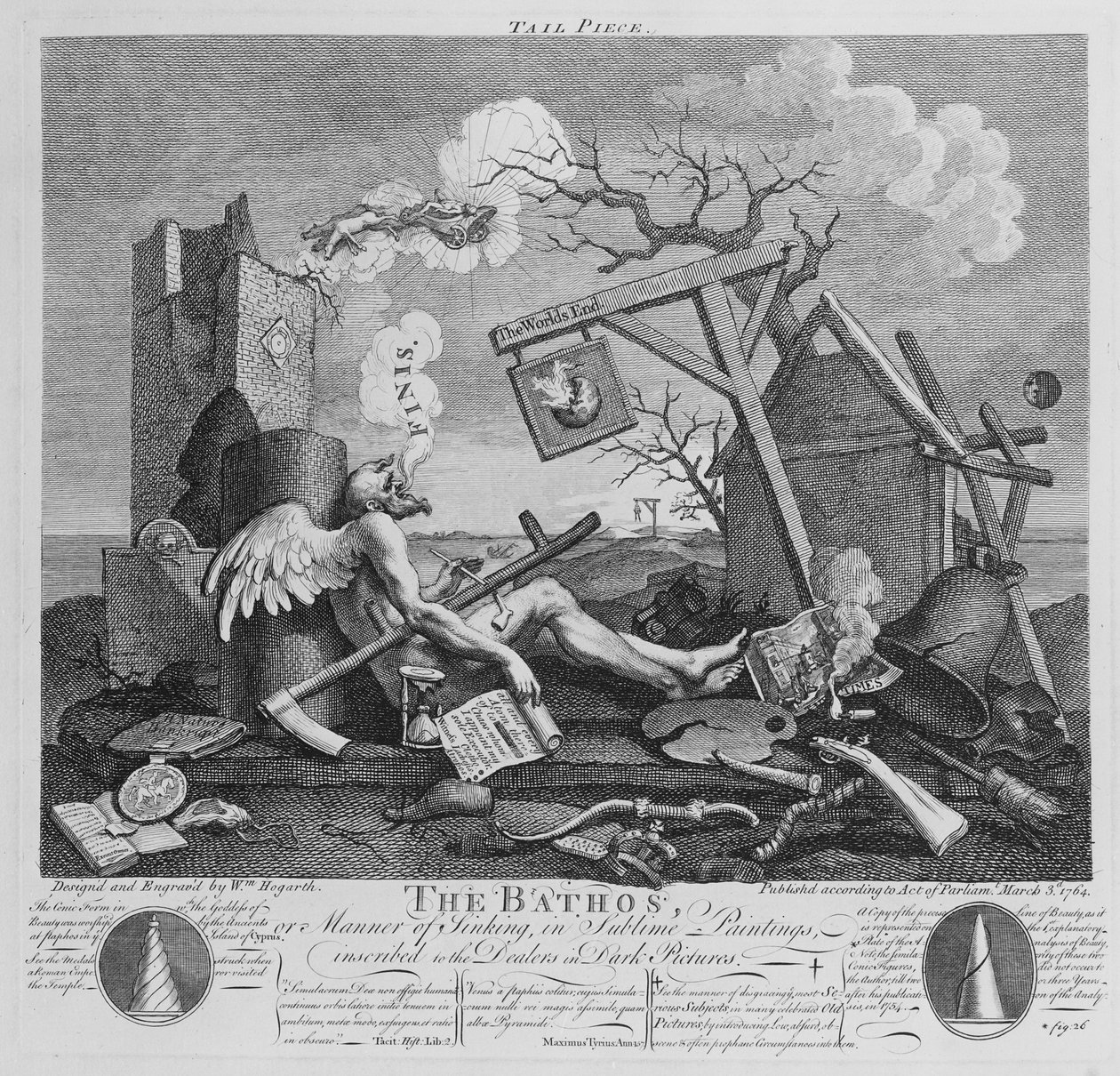 Bathos, Manner of Sinking, i Sublime Paintings inscribed to the Dealers in Dark Pictures, 1764 av William Hogarth