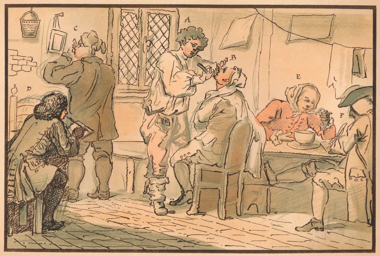 Frokostscene fra The Five Days Peregrination, 1732 av William Hogarth