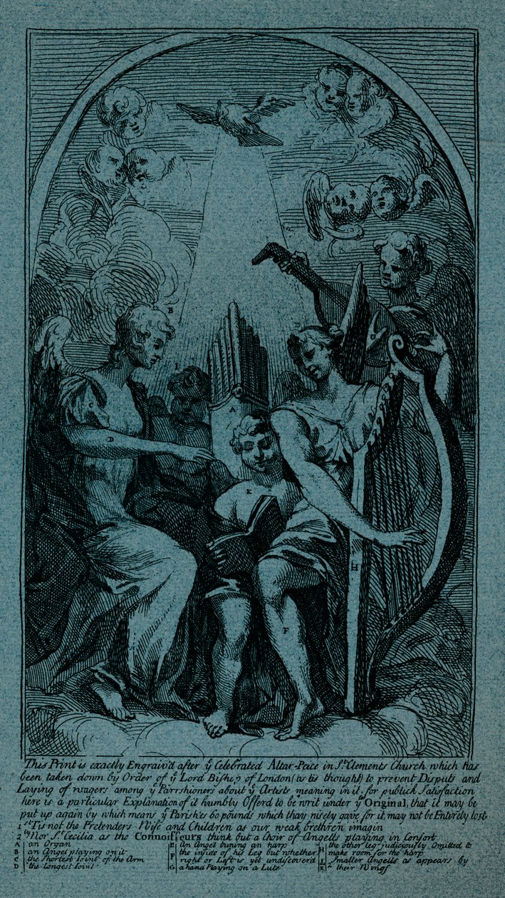 Burlesk på Kents altertavle ved St Clement Danes, c1725 av William Hogarth