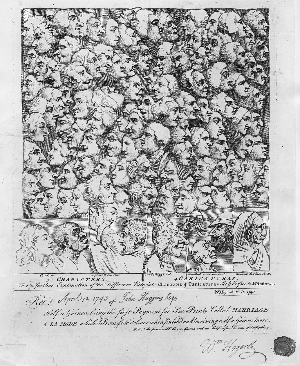 Characters and Caricatures, publisert i april 1743 av William Hogarth