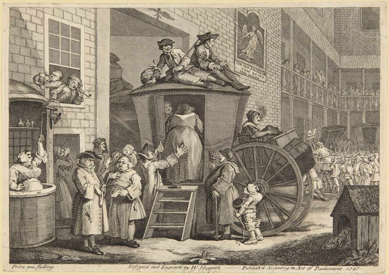 Gårdsplass ved en landlig kro av William Hogarth