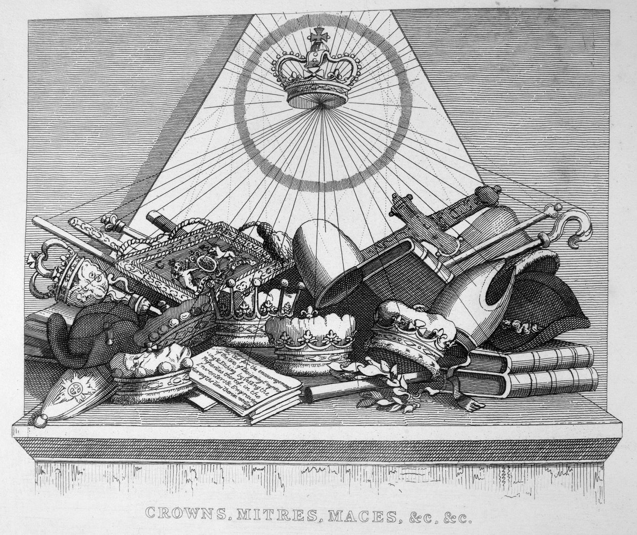 Kroner, mitrer, Maces, &c, &c, 1754 av William Hogarth