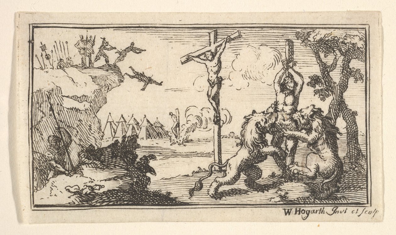 Korsfestelse, etc. John Beaver, Roman Military Punishments, 1725, etter 1725. av William Hogarth