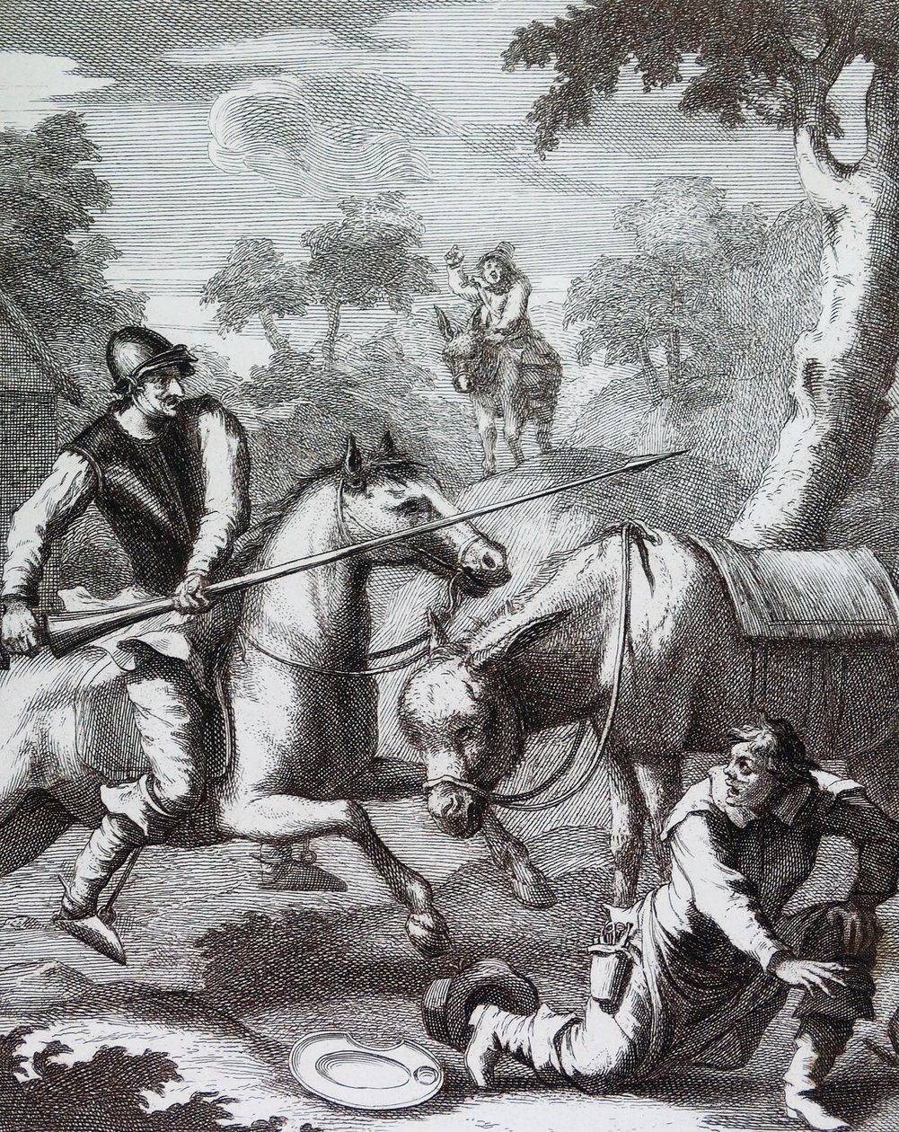 Don Quijote griper frisørens bason for Mambrinos hjelm' av William Hogarth