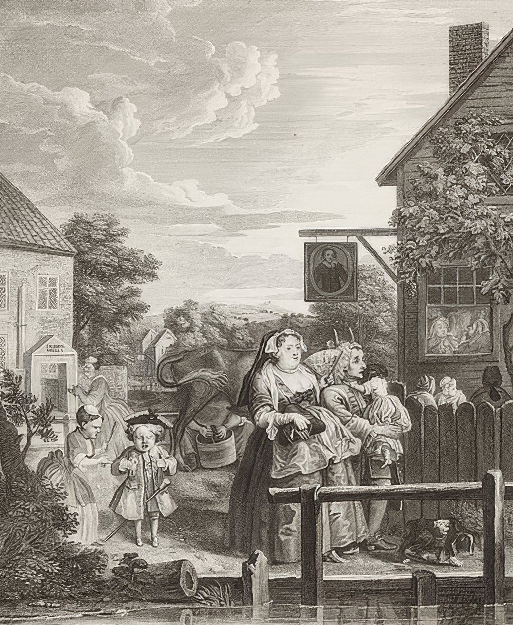 Kveld/kveld. Fra: De fire tidene på dagen / De fire tidene på dagen. 1738 av William Hogarth