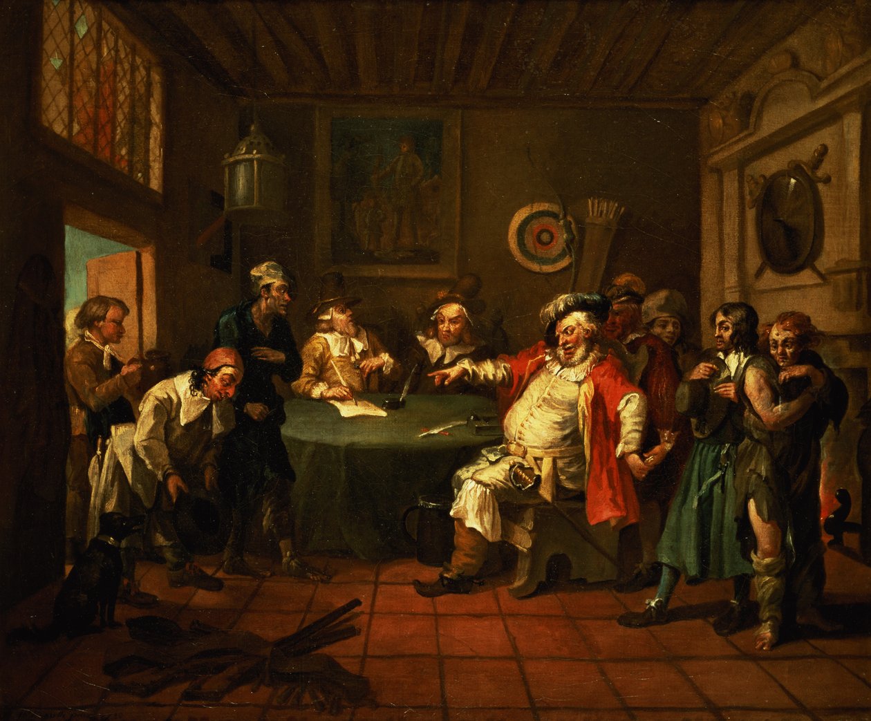 Falstaff undersøker sine rekrutter fra Henry IV av Shakespeare, 1730 av William Hogarth