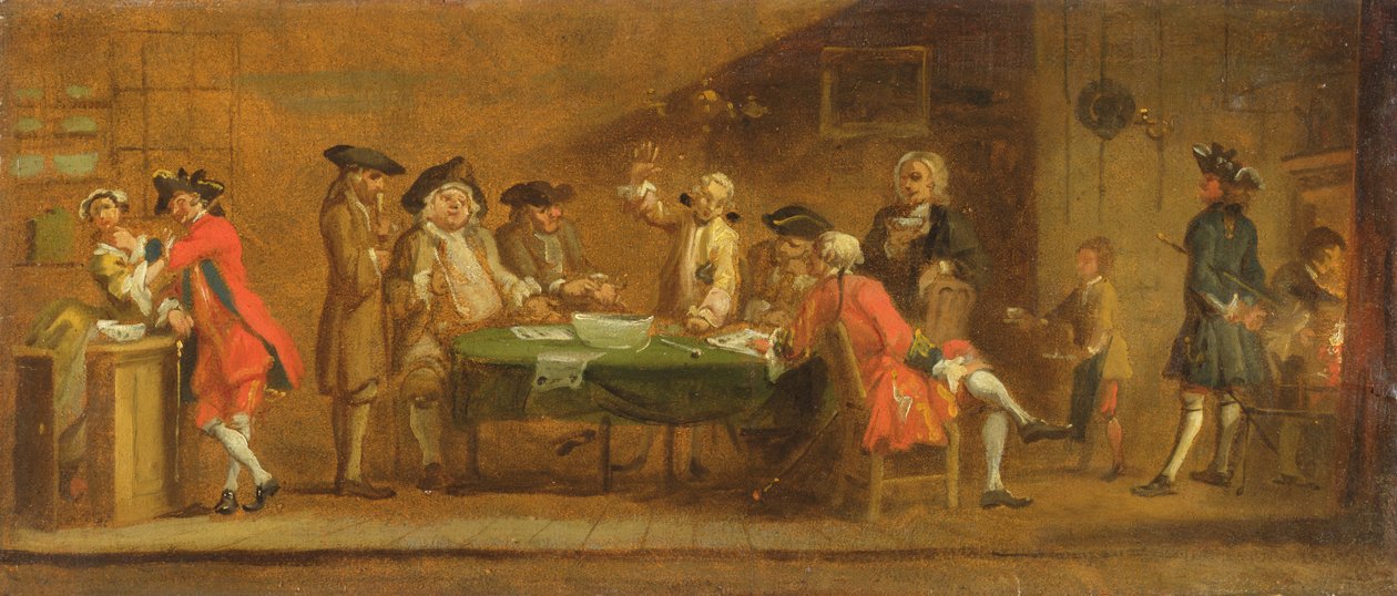 Figurer i et taverna eller kaffehus, 1720-tallet av William Hogarth