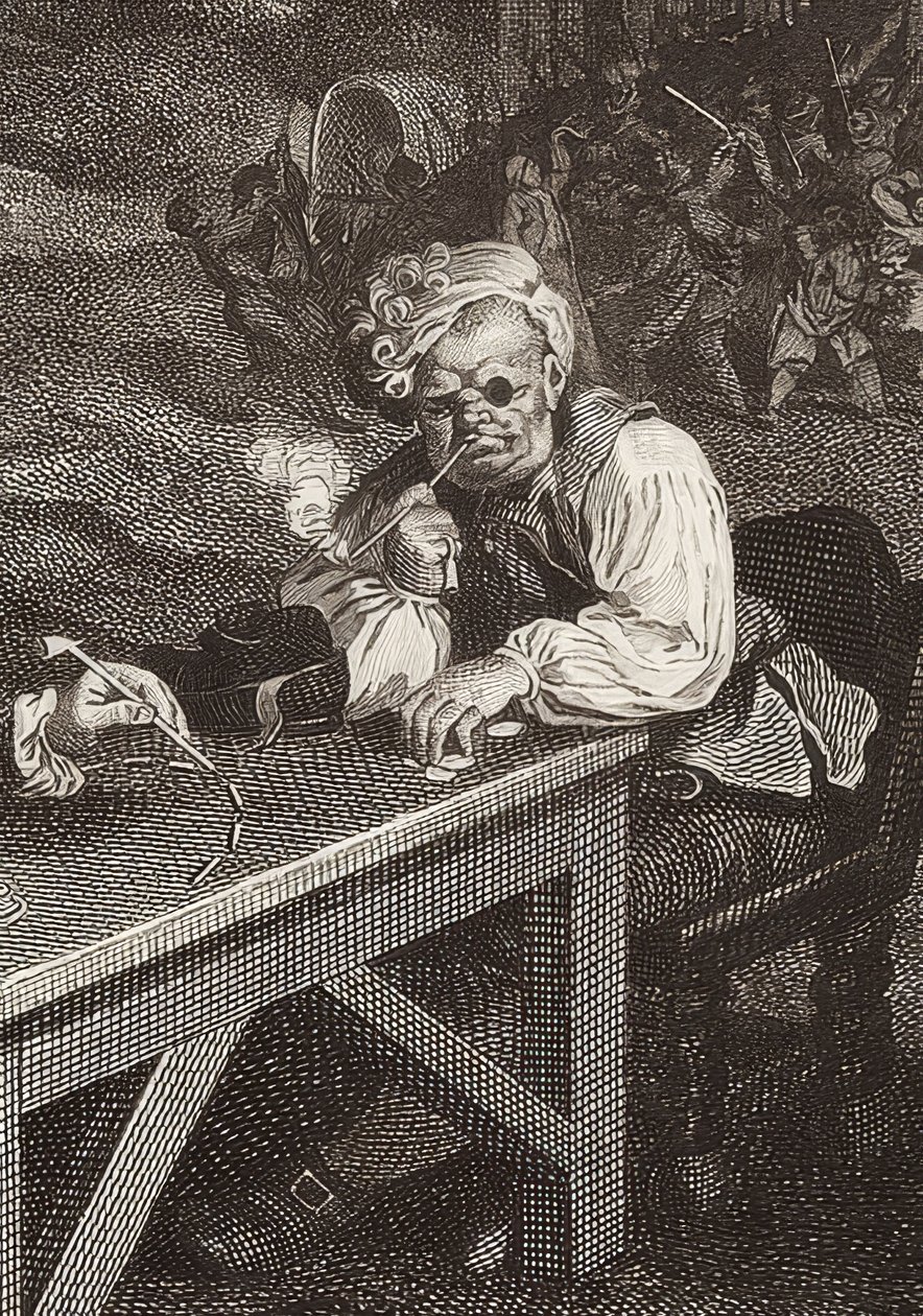 Fire utskrifter av et valg / De generelle valgene. Ark 2: Canvassing for Votes (detalj, se også bildenummer 51281). 1757 av William Hogarth