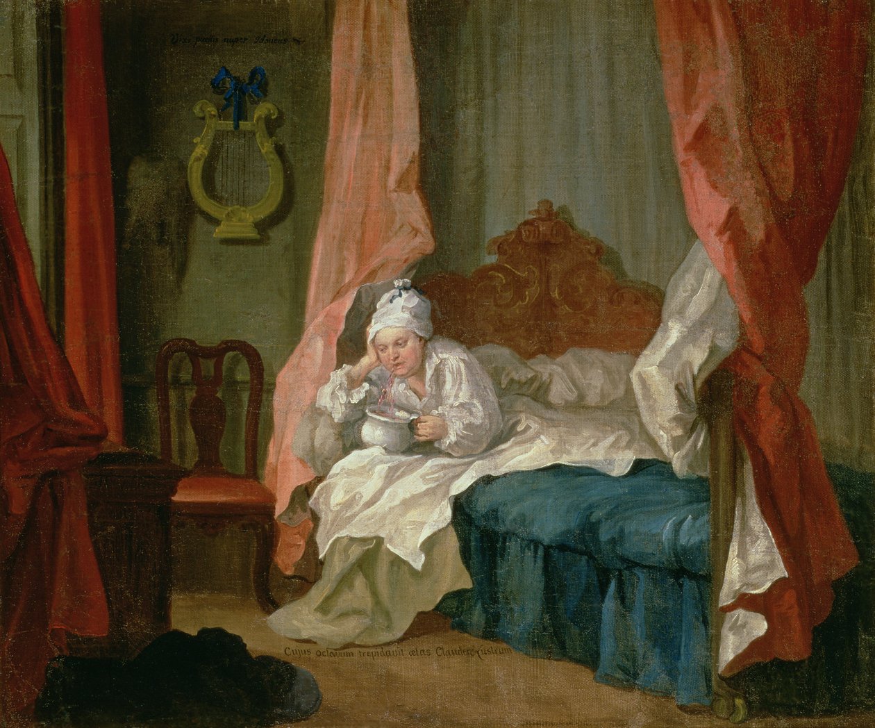 Francis Matthew Schutz i sin seng, ca. 1755-60 av William Hogarth