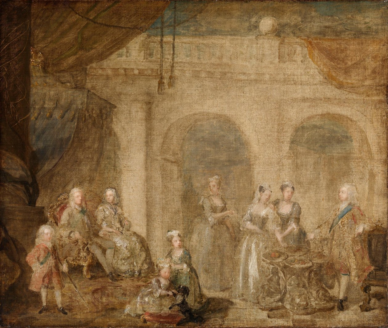 Georg II, konge av England, og hans familie av William Hogarth