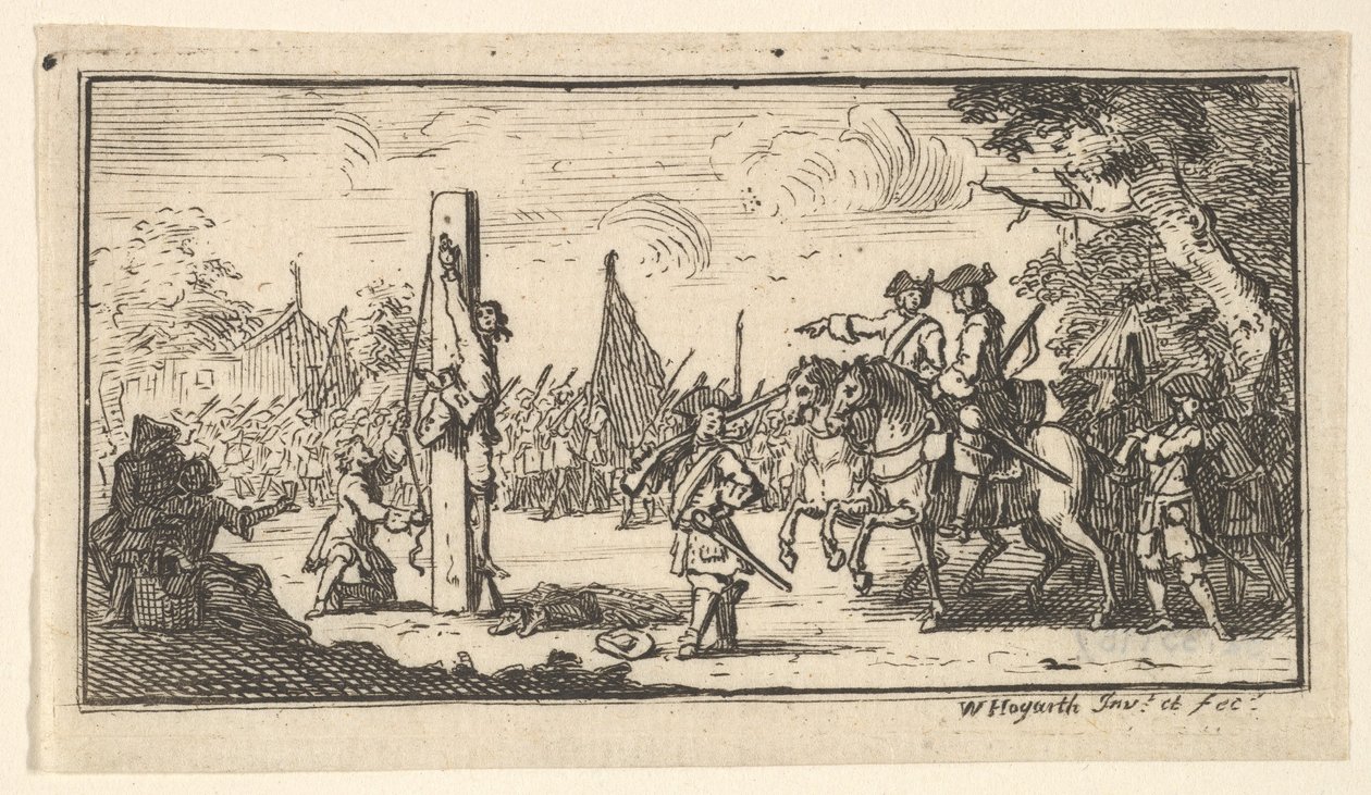Hengende ved tommelen Moderne militære straffer, etter 1725. av William Hogarth