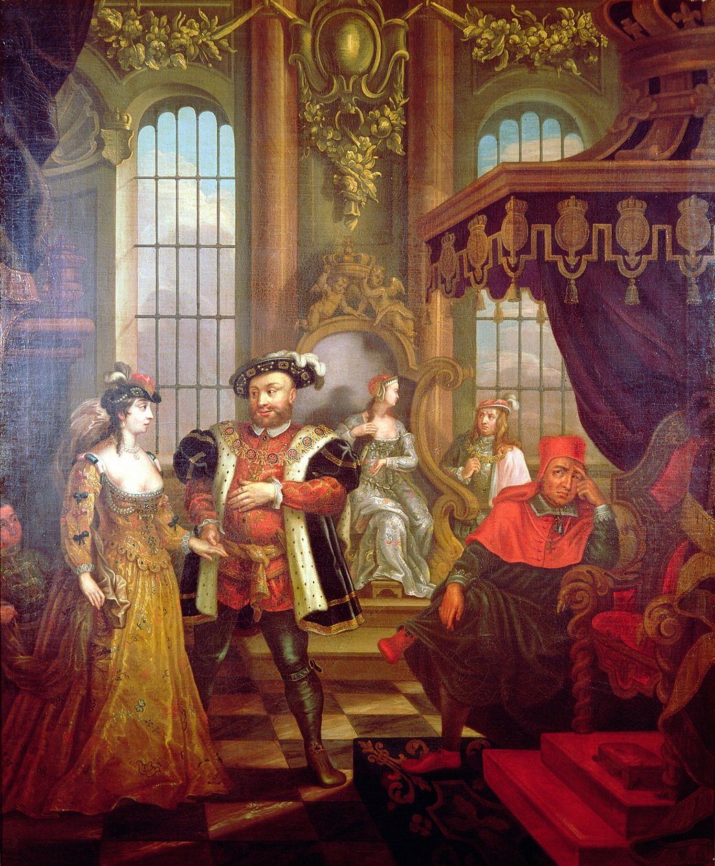 Henry VIII (1491-1547) introduserer Anne Boleyn ved hoffet (se også 67103) av William Hogarth