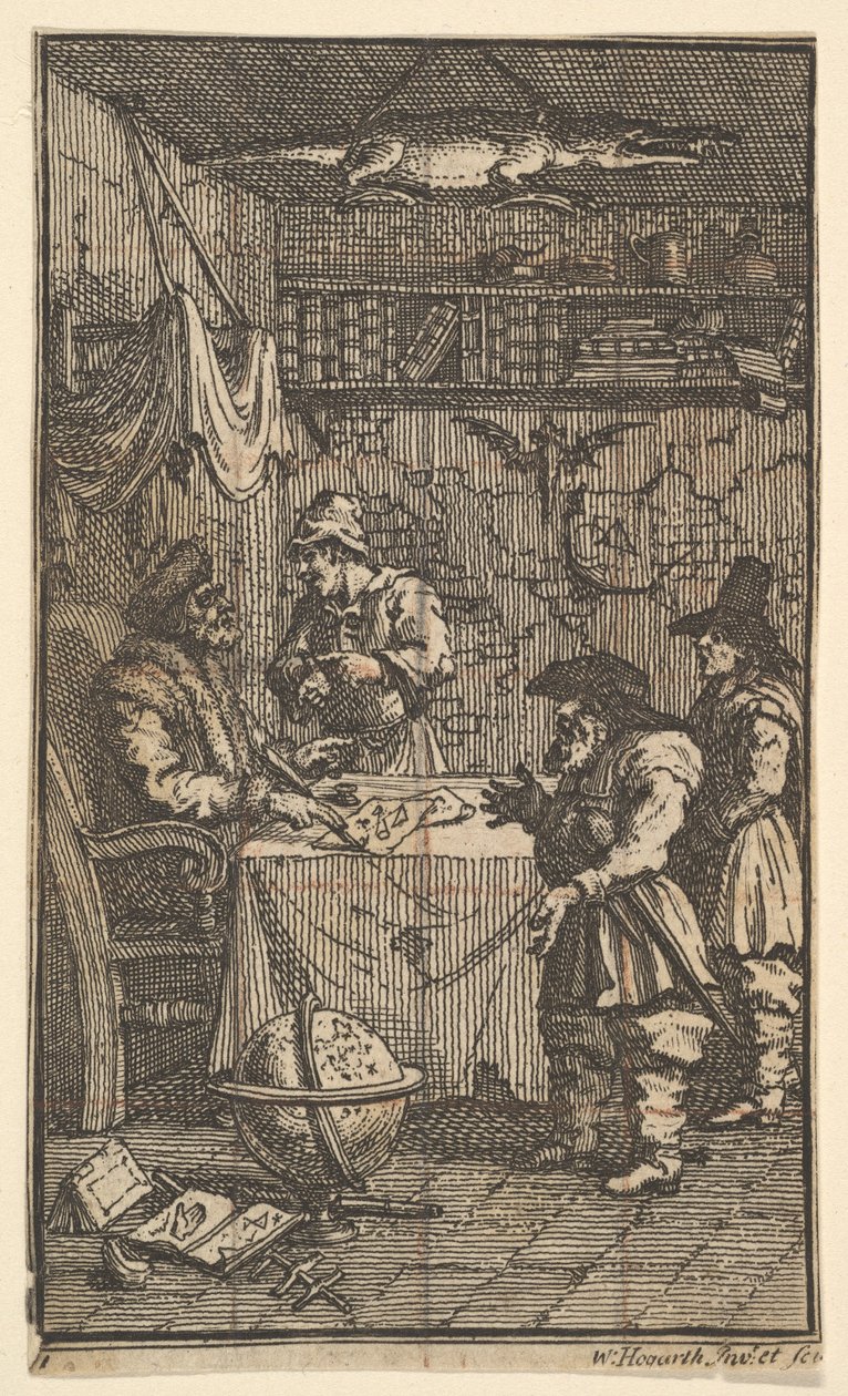 Hudibras besøker Sidrophel Sytten små illustrasjoner for Samuel Butlers Hudibras..., 1721-26. av William Hogarth
