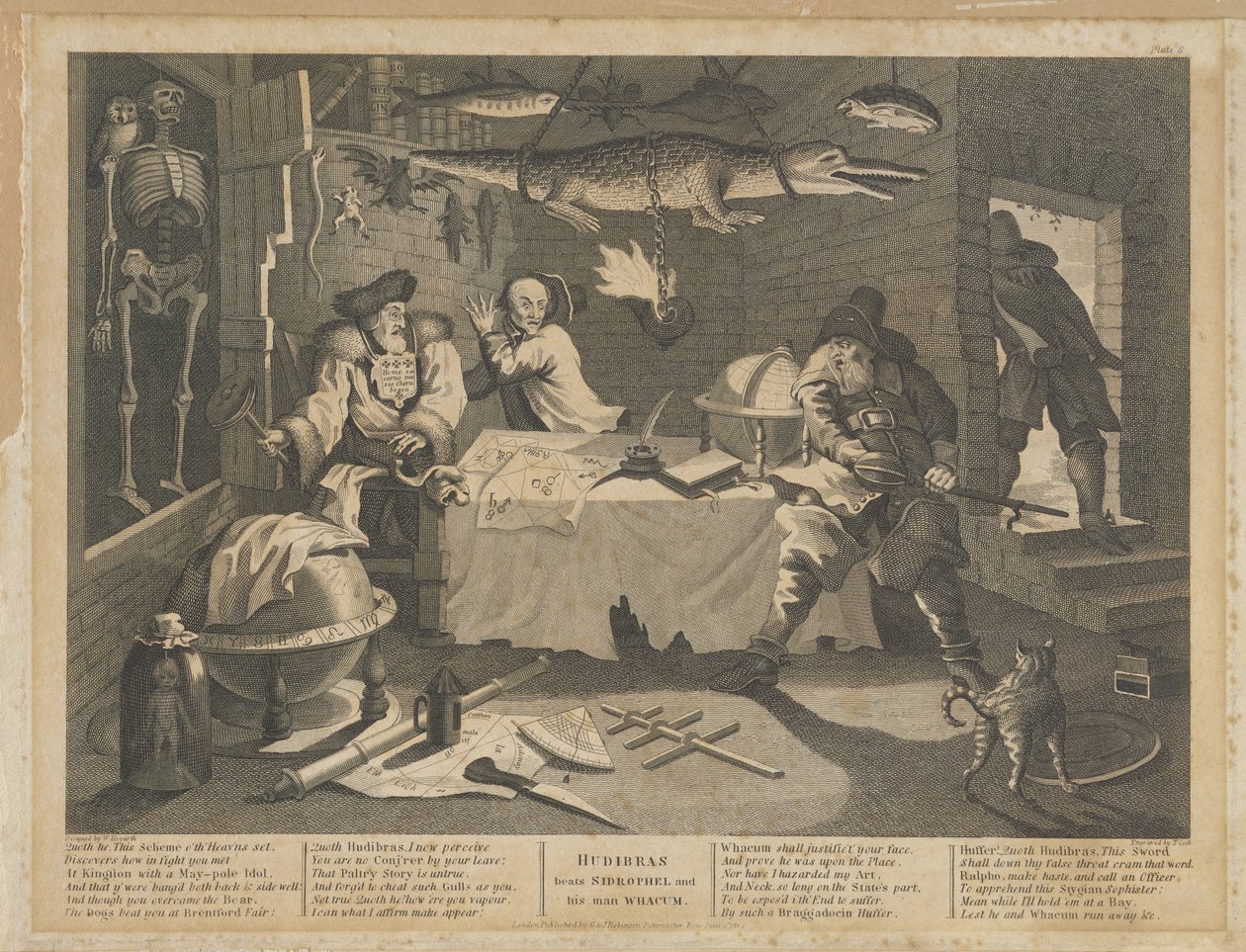 Hudibras slår Sidrophel og mannen hans Whacum av William Hogarth