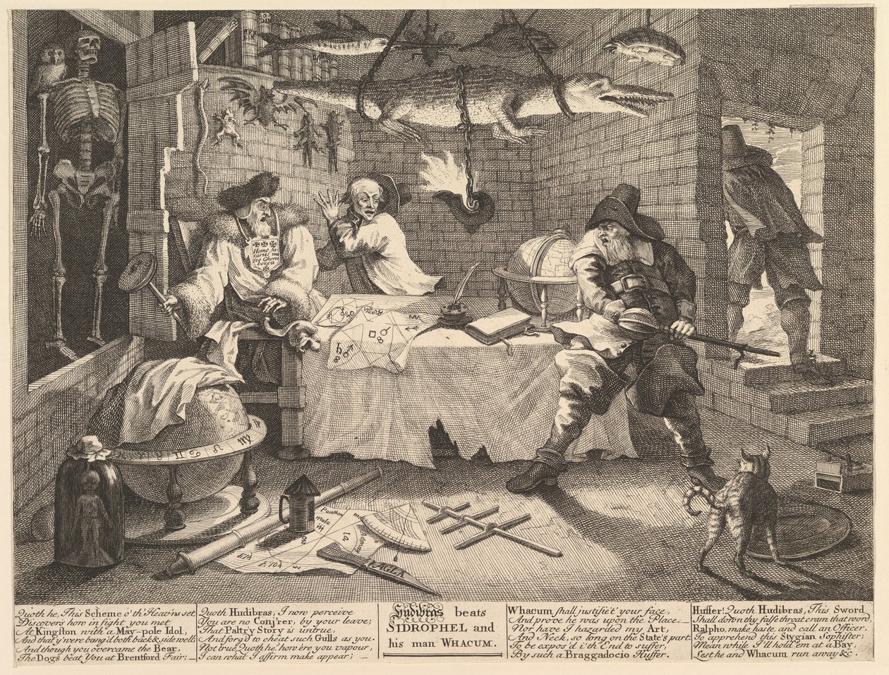 Hudibras slår Sidrophel og hans mann Whacum Twelve Large Illustrations for Sa..., februar 1725-26. av William Hogarth